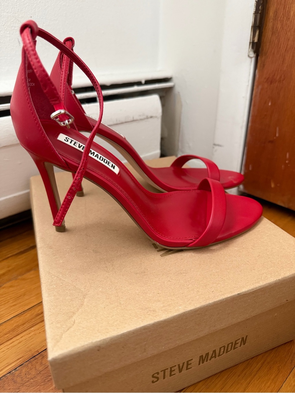 Steve Madden Red Open-Toe Ankle-Strap Heels